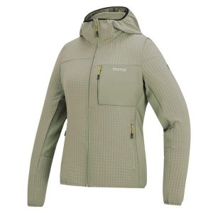 Damska bluza polarowa z kapturem i zamkiem błyskawicznym Kemilia. Brązowe bluzy Regatta, bez wzorów, z elastanu, z kapturem. Za 229,99 zł.