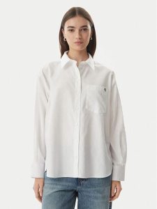 Calvin Klein Jeans Koszula LV047G126G Biały Relaxed Fit. Białe koszule Calvin Klein Jeans, xl, bez wzorów, z bawełny, bez kołnierzyka, bez ramiączek. Za 379,99 zł.