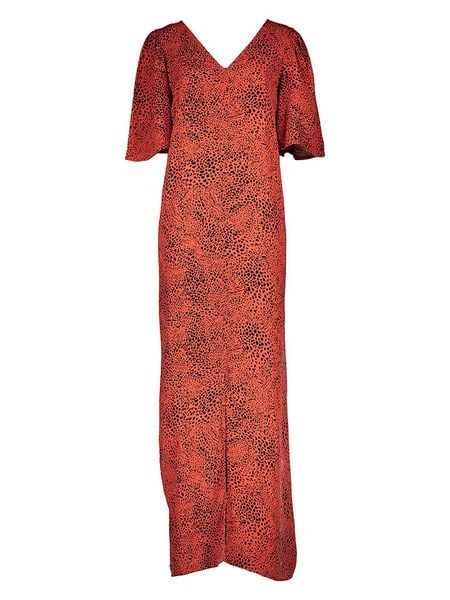 Kaffe Sukienka w kolorze pomarańczowo-czarnym rozmiar: 40. Pomarańczowe sukienki Kaffe, na co dzień, bez wzorów, z wiskozy, bez kołnierzyka, bez ramiączek, maxi, proste. Za 161,73 zł.