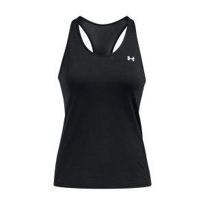 Bluzka Under Armour Tech Mesh Racer Damskie. Czarne bluzki Under Armour, bez wzorów, z meshu, sportowe, bez kołnierzyka, bez ramiączek. Za 194,00 zł.
