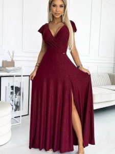 Sukienka Model Crystal 411-8 Bordo - Numoco. Czerwone sukienki NUMOCO, l, bez wzorów, z elastanu, wizytowe, bez kołnierzyka, plus size, bez ramiączek, maxi, kopertowe. Za 677,98 zł.