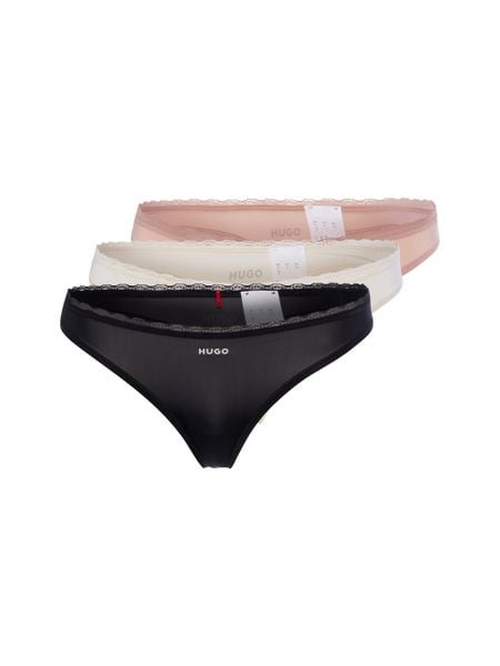 HUGO stringi w zestawie 3 sztuk Kobiety czarny|różowy|biały, M. Białe stringi Hugo, bez wzorów, z koronki. Za 209,95 zł.