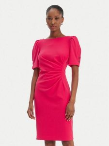 DKNY Sukienka koktajlowa DD6A1666 Czerwony Slim Fit. Czerwone sukienki DKNY, bez wzorów, z syntetyku, wizytowe, bez kołnierzyka, bez ramiączek. Za 539,99 zł.