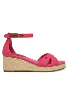 Tommy Hilfiger Sandały Flag Criss-Cros Mid Wedge Espad FW0FW08481 Różowy. Czerwone sandały TOMMY HILFIGER, bez wzorów, z materiału, bez obcasa, na koturnie, bez zapięcia. Za 279,99 zł.