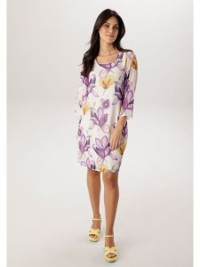 Aniston Sukienka w kolorze kremowo-fioletowym rozmiar: 48. Brązowe sukienki Aniston, na co dzień, bez wzorów, bez kołnierzyka, bez ramiączek, midi, proste. Za 217,99 zł.