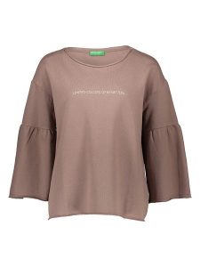 Benetton Bluza w kolorze szarobrązowym rozmiar: S. Brązowe bluzy Benetton, s, bez wzorów, z bawełny, bez kaptura. Za 74,63 zł.