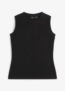 Tank top. Białe topy bonprix, bez wzorów, bez kołnierzyka, bez ramiączek. Za 37,99 zł.