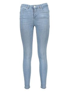 ONLY Dżinsy - Skinny fit - w kolorze błękitnym rozmiar: S/L32. Niebieskie jeansy ONLY, z aplikacjami, ze skóry, z podwyższonym stanem. Za 114,17 zł.