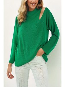 LA Angels Sweter w kolorze zielonym rozmiar: XL. Zielone swetry oversize LA Angels, xl, bez wzorów, z wełny, bez ramiączek. Za 175,26 zł.