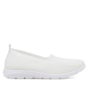 Półbuty Jenny Fairy. Białe półbuty Jenny Fairy, bez wzorów, bez obcasa, na płaskiej podeszwie, bez zapięcia. Za 59,99 zł.