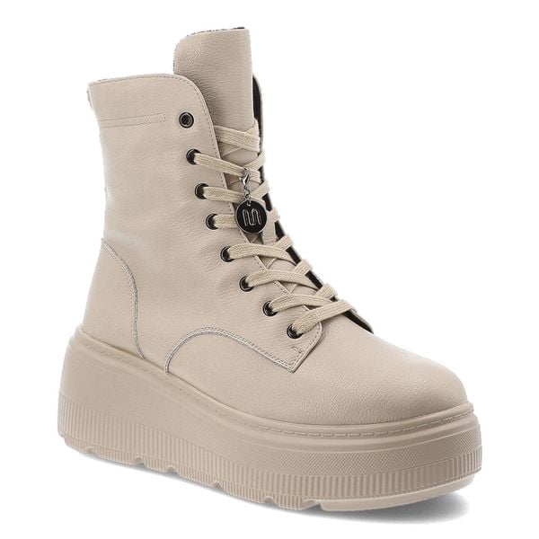 Beżowe Botki Cambell Skórzane Obuwie Damskie. Brązowe botki Cambell, bez wzorów, ze skóry, bez obcasa, bez zapięcia. Za 246,99 zł.