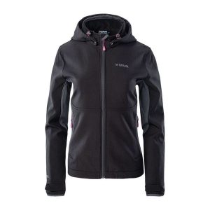 Kurtka damska Softshell Brugi 2NEA - czarna, Rozmiar S. Czarne kurtki Brugi, na jesień, s, bez wzorów, z dzianiny. W wyprzedaży za 144,99 zł.