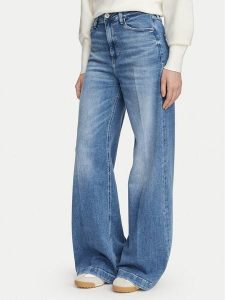 Guess Jeansy W6YA1C D1337 Niebieski Wide Leg. Niebieskie jeansy Guess, z aplikacjami, z bawełny. Za 524,99 zł.