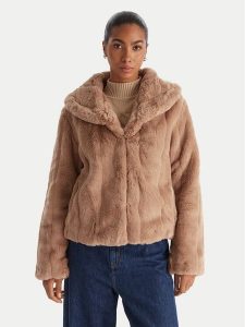 Guess Futro W0BL0N WDCH0 Beżowy Regular Fit. Brązowe płaszcze Guess, xl, z aplikacjami, z futra, bez kaptura. Za 699,99 zł.
