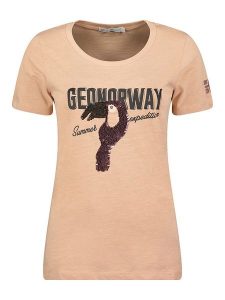 Geographical Norway Koszulka "Jeverything" w kolorze jasnoróżowym rozmiar: XXL. Różowe bluzki Geographical Norway, xxl, bez wzorów, z bawełny, bez kołnierzyka, bez ramiączek. Za 52,67 zł.