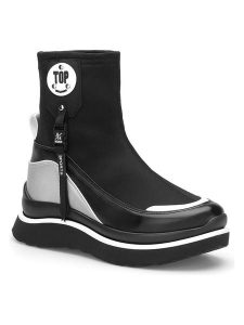 Trendyol Botki w kolorze czarno-białym rozmiar: 37. Białe botki Trendyol, bez wzorów, bez obcasa, bez zapięcia. Za 173,99 zł.