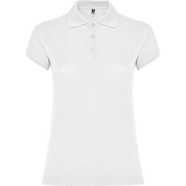 Damska Koszulka Polo W Gwiazdki. Białe koszulki sportowe ROLY, bez wzorów, bez ramiączek. Za 48,99 zł.