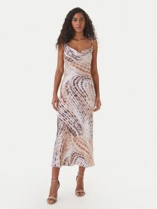 Guess Sukienka koktajlowa W6GK94 W2266 Beżowy Regular Fit. Brązowe sukienki Guess, xs, z aplikacjami, z lyocellu, wizytowe, bez kołnierzyka, bez ramiączek. Za 614,99 zł.