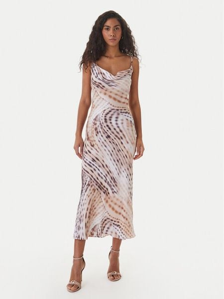 Guess Sukienka koktajlowa W6GK94 W2266 Beżowy Regular Fit. Brązowe sukienki Guess, xs, z aplikacjami, z lyocellu, wizytowe, bez kołnierzyka, bez ramiączek. Za 614,99 zł.