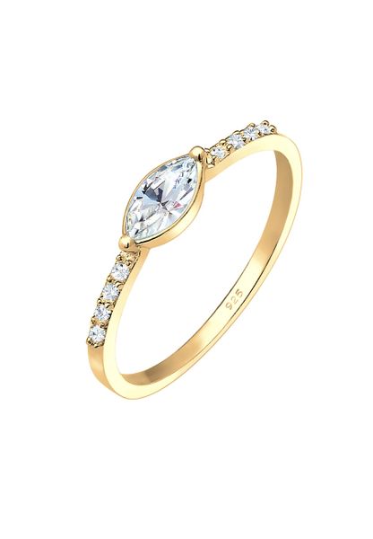 Elli Damski zaręczynowy eleganckie z kryształami w srebrze próby 925 Sterling Silver pozłacany Pierścionki 1 ct. Szare pierścionki Elli, pozłacane. Za 228,99 zł.