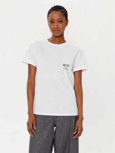 Liu Jo T-Shirt WA5145 J4893 Biały Regular Fit. Białe t-shirty Liu Jo, m, bez wzorów, z bawełny, bez kołnierzyka, bez ramiączek. Za 219,99 zł.