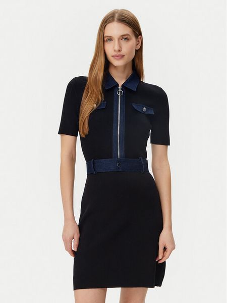 Morgan Sukienka dzianinowa 251-RMJEAN Czarny Slim Fit. Czarne kombinezony Morgan, l, bez wzorów, z dzianiny, bez kołnierzyka, bez ramiączek. Za 389,99 zł.
