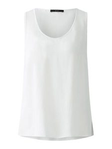 Oui Top w kolorze białym rozmiar: 42. Białe topy Oui, s, bez wzorów, z wiskozy, klasyczne, bez kołnierzyka, bez ramiączek. Za 165,99 zł.