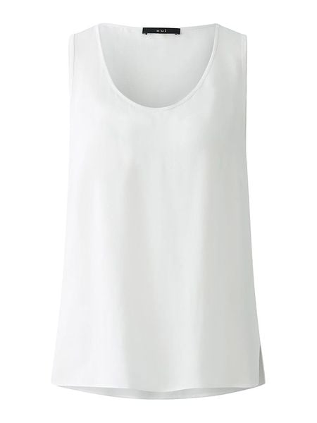 Oui Top w kolorze białym rozmiar: 42. Białe topy Oui, s, bez wzorów, z wiskozy, klasyczne, bez kołnierzyka, bez ramiączek. Za 165,99 zł.