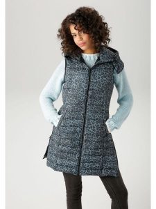 Aniston Kamizelka pikowana w kolorze czarno-niebieskim rozmiar: 44. Niebieskie kamizelki Aniston, bez wzorów, bez kołnierzyka, bez ramiączek, bez kaptura. Za 122,09 zł.