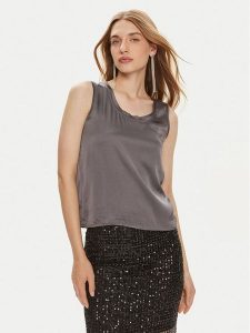 ViCOLO Bluzka TB0038 Szary Regular Fit. Szare bluzki ViCOLO, s, bez wzorów, z wiskozy, bez kołnierzyka, bez ramiączek. Za 89,99 zł.