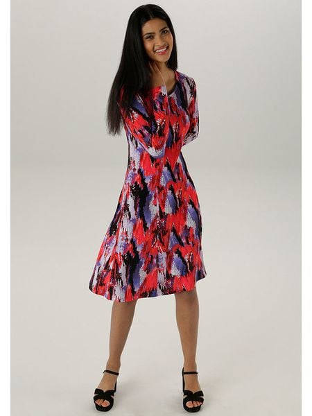 Aniston Sukienka w kolorze fioletowo-czerwonym rozmiar: 38. Czerwone sukienki Aniston, bez wzorów, bez kołnierzyka, bez ramiączek, midi. Za 87,19 zł.