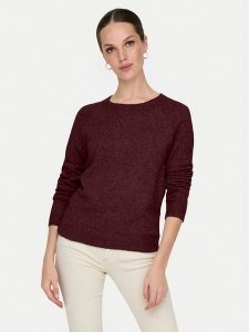 ONLY Sweter Rica 15204279 Bordowy Regular Fit. Czerwone swetry klasyczne ONLY, l, z syntetyku, bez kołnierzyka. Za 139,99 zł.