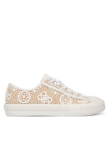 Guess Trampki FLJCR2 FAP12 Biały. Białe trampki Guess, z aplikacjami, z materiału, bez zapięcia. Za 419,99 zł.