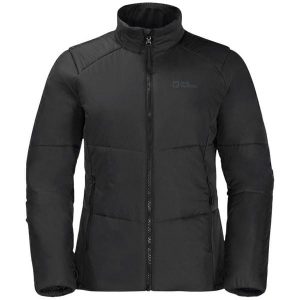 Kurtka Ocieplana Damska Bergland INS. Czarne kurtki Jack Wolfskin, bez wzorów, z puchu, bez kaptura. Za 586,99 zł.