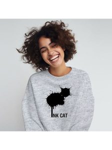 WOOOP Bluza "Ink cat" w kolorze szarym rozmiar: L. Szare bluzy Wooop, l, bez wzorów, z bawełny, bez kaptura. Za 109,78 zł.