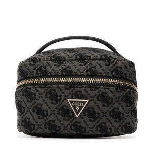 Kosmetyczka Guess. Czarne kosmetyczki Guess, z aplikacjami, z materiału. Za 192,99 zł.