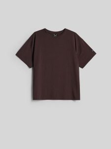 4F T-shirt loose gładki damski - brązowy XL. Brązowe t-shirty 4f, xl, bez wzorów, z bawełny, bez kołnierzyka, bez ramiączek. Za 79,99 zł.