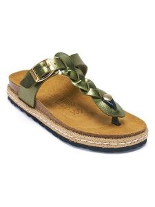 Mandel Japonki w kolorze zielonym rozmiar: 39. Zielone klapki Mandel, bez wzorów, z otwartym noskiem, bez obcasa. Za 165,99 zł.