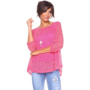 Sweter "Elite" w kolorze różowym. Czerwone swetry klasyczne marki Saint Germain Paris, z dzianiny. W wyprzedaży za 105,95 zł.
