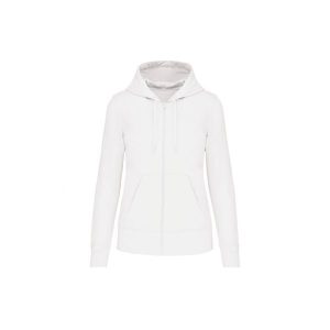 Ekologiczna damska bluza rozpinana z kapturem Kariban. Białe bluzy KARIBAN, bez wzorów, z kapturem. Za 184,50 zł.