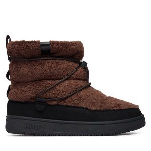 Śniegowce Puma. Brązowe buty zimowe Puma, bez obcasa, bez zapięcia. Za 349,99 zł.
