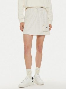 Guess Spódnica mini V4BD00 WGLW2 Écru Regular Fit. Spódnice Guess, xxs, z aplikacjami, z syntetyku, mini. Za 219,99 zł.