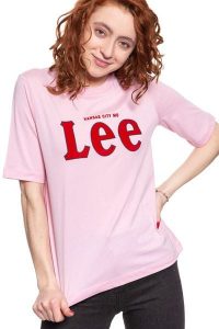 LEE T SHIRT DAMSKI TEE FROST PINK L43RAIMC 112109735. Różowe t-shirty Lee, l, bez wzorów, bez kołnierzyka, bez ramiączek. Za 69,99 zł.