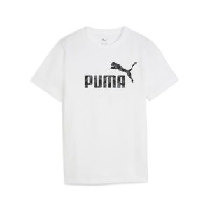 Młodzieżowa koszulka Essentials Camo PUMA White. Biała bluzki Puma, m, bez wzorów, eleganckie, bez kołnierzyka, bez ramiączek. Za 89,00 zł.