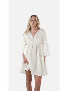 Barts Sukienka "Jimedai" w kolorze kremowym rozmiar: onesize. Brązowe sukienki Barts, bez wzorów, z bawełny, bez kołnierzyka, bez ramiączek, mini. Za 110,81 zł.