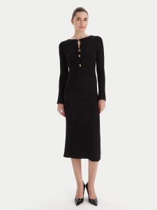 Marciano Guess Sukienka dzianinowa 5BGK55 5891Z Czarny Regular Fit. Czarne sukienki Marciano Guess, z aplikacjami, z dzianiny, bez kołnierzyka, bez ramiączek. Za 599,99 zł.