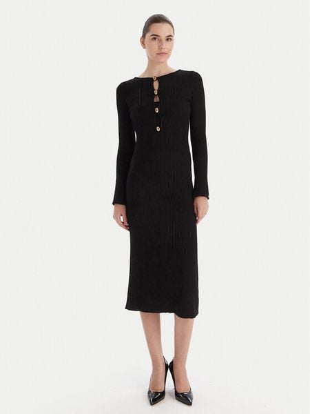 Marciano Guess Sukienka dzianinowa 5BGK55 5891Z Czarny Regular Fit. Czarne sukienki Marciano Guess, z aplikacjami, z dzianiny, bez kołnierzyka, bez ramiączek. Za 599,99 zł.