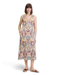 Vera Mont Sukienka w kolorze żółto-błękitnym rozmiar: 36. Niebieskie sukienki Vera Mont, bez wzorów, bez kołnierzyka, bez ramiączek, midi. Za 217,99 zł.