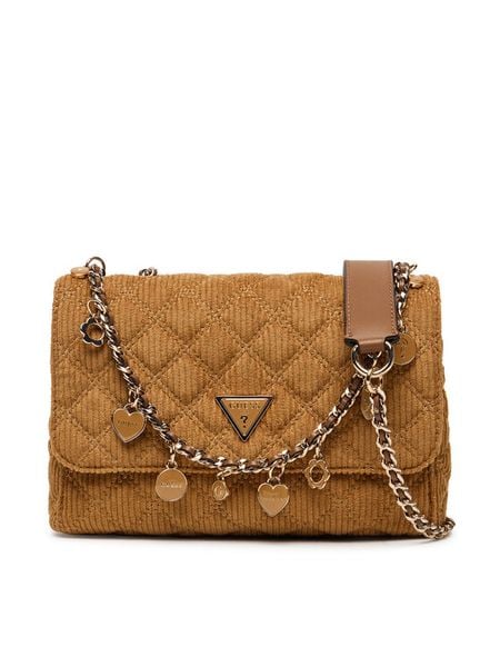 Guess Torebka Giully II HWCG96 73200 Brązowy. Brązowe torebki klasyczne Guess, z aplikacjami, z materiału, bez dodatków. Za 449,99 zł.