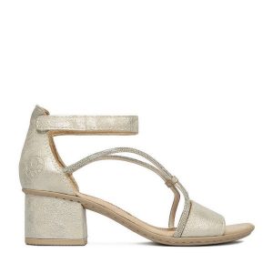 Sandały Rieker. Szare sandały Rieker, bez wzorów, bez obcasa, na słupku, bez zapięcia. Za 319,99 zł.